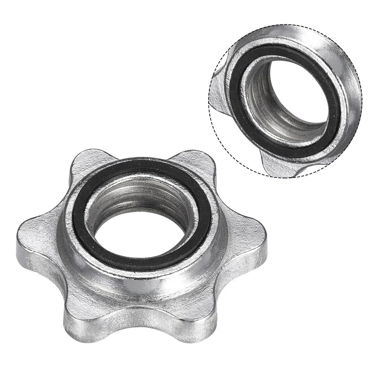 sourcing map Lot de 2 écrous hexagonaux M28 antidérapants pour haltères - Argenté