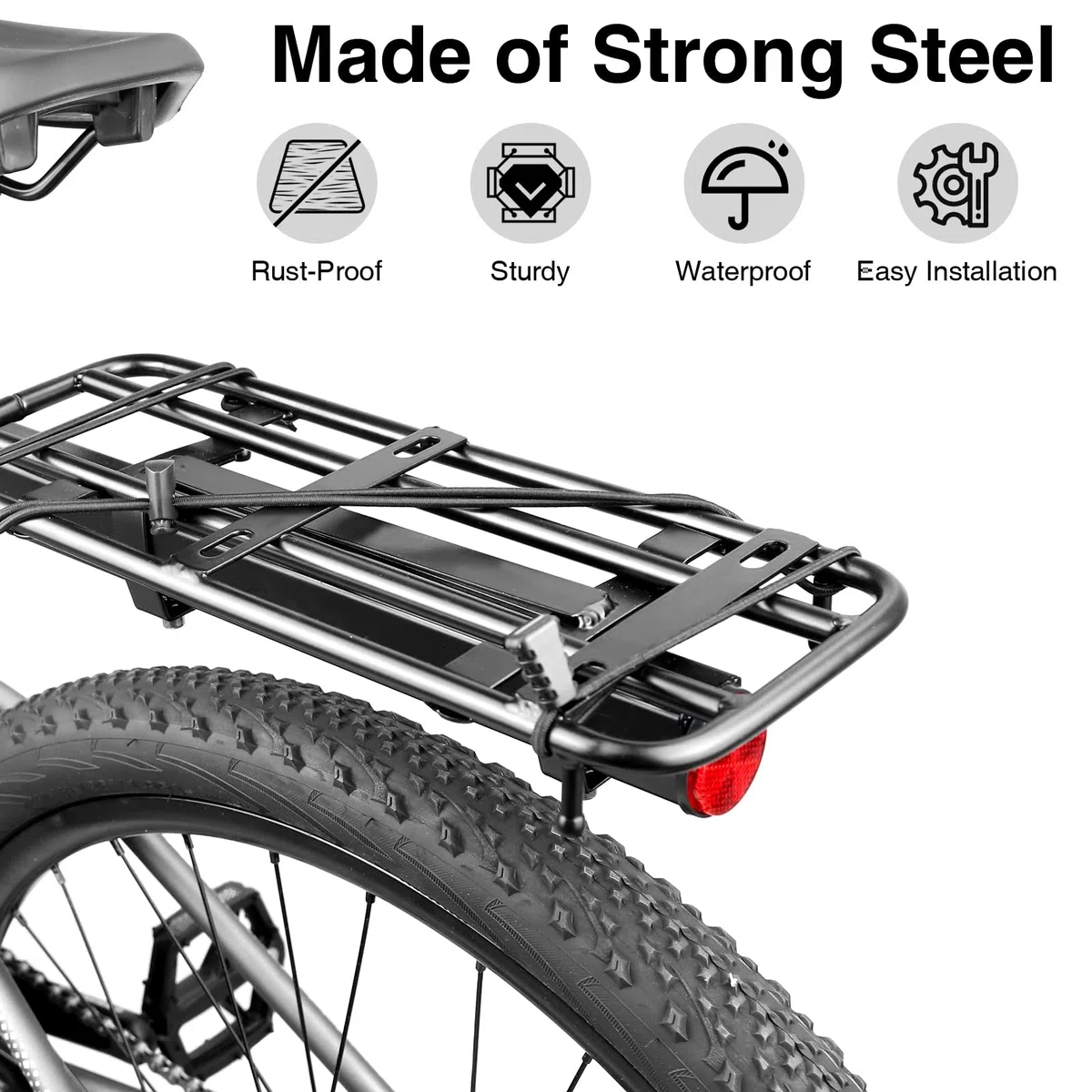 MEGHNA Porte-bagages arrière universel pour vélo - Charge maximale : 30 kg - Réglable pour roues de 20 à 29" - Porte-bagages robuste en aluminium - Montage facile avec outils