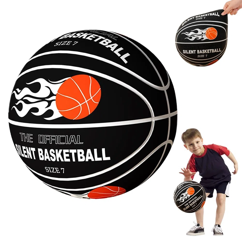 Silent Basketball, Basket-Ball Silencieux, Ballon De Basket Silencieux Taille 7, Ballon en Mousse Haute Densité Non Revêtue, Basketball D'intérieur Silencieux, pour Enfants 3 4 5 6 Ans