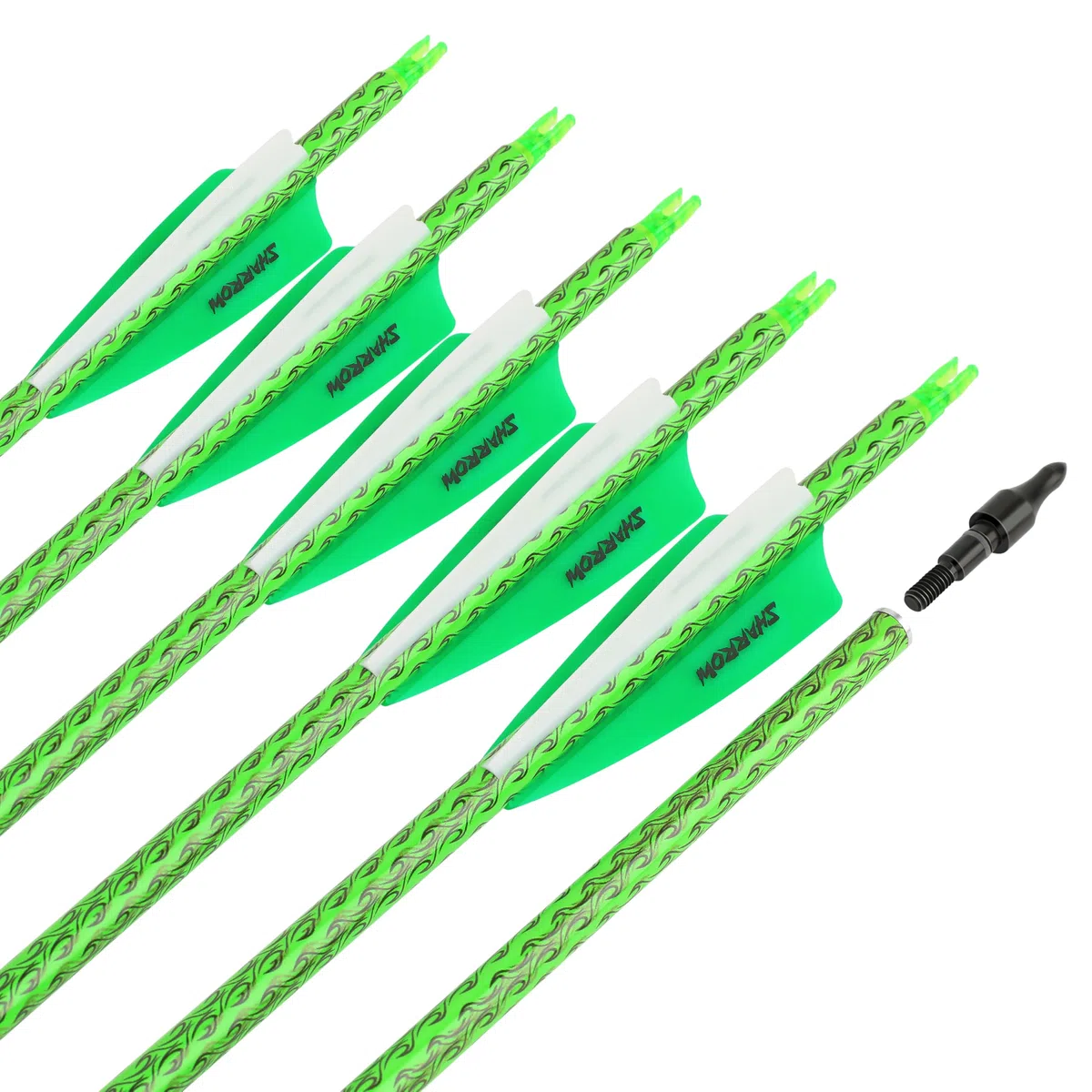 wolfman 30 Pouces ​Flèche de Carbone Coloré Spine 500 Flèche Carbone Flèche de Chasse avec 4" Plume Flèches pour Arc Classique Arc a Poulies Arc Long Tir à l'arc