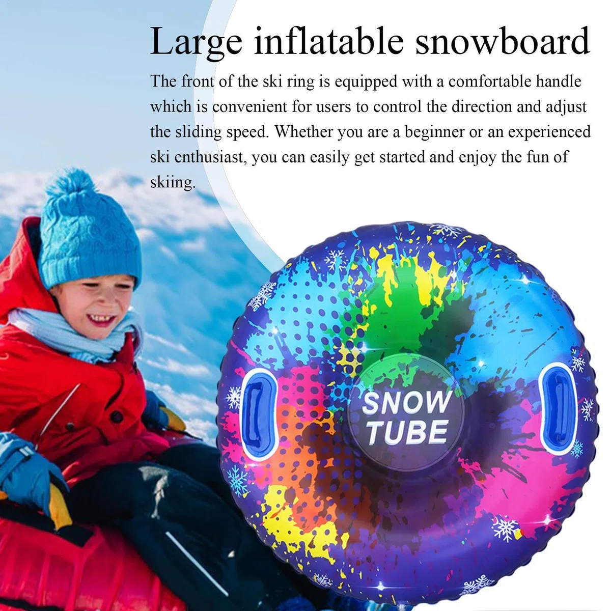 Traîneau Gonflable, Tube de Luge | de traîneau à Neige colorés pour Faire de la Luge avec poignées - Tubes à Neige de Conception Anti-basculement pour la Luge, pour Les, Les Adultes et
