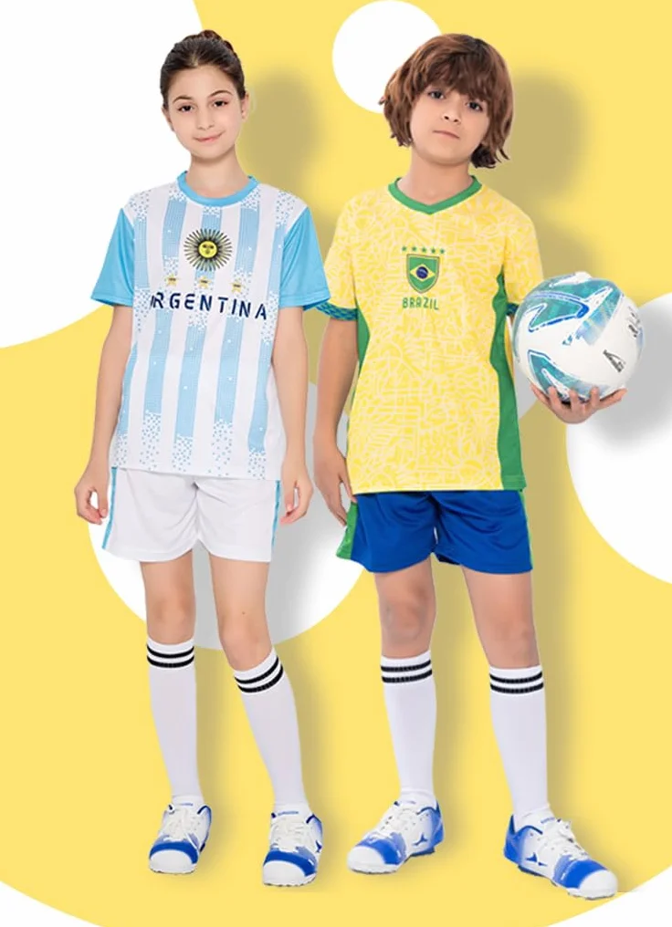 2026 Football Coupe Enfants T-Shirts & Shorts Ensemble Fans de Football Sport Casual Drapeau National Impression Garçons Filles Adolescent Séchage Rapide Jersey Maillot 100-170cm