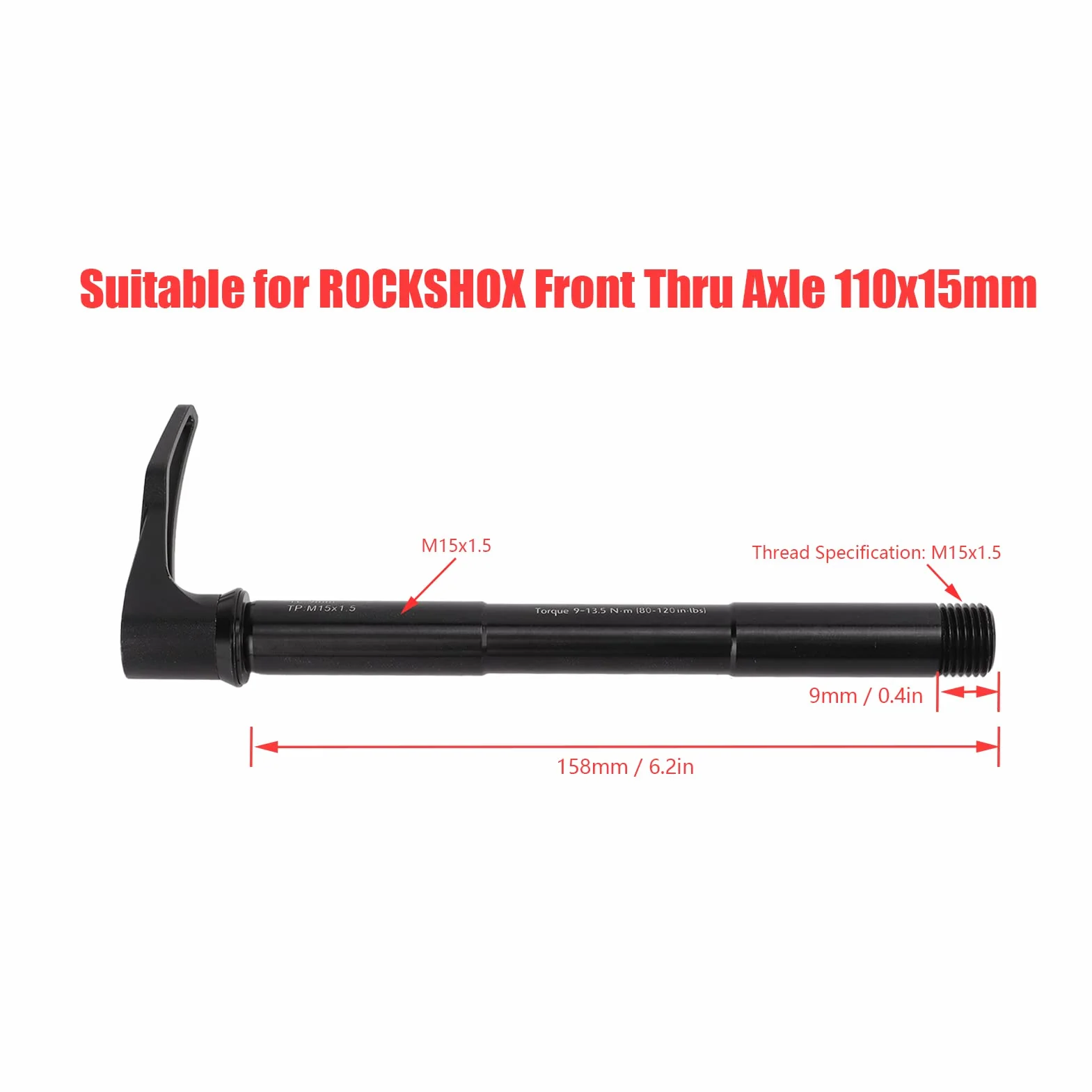 Brochette Avant De Vélo, Axe Traversant De Vélo Léger À Dégagement Rapide Pour Rockshox (L : 158 Mm)