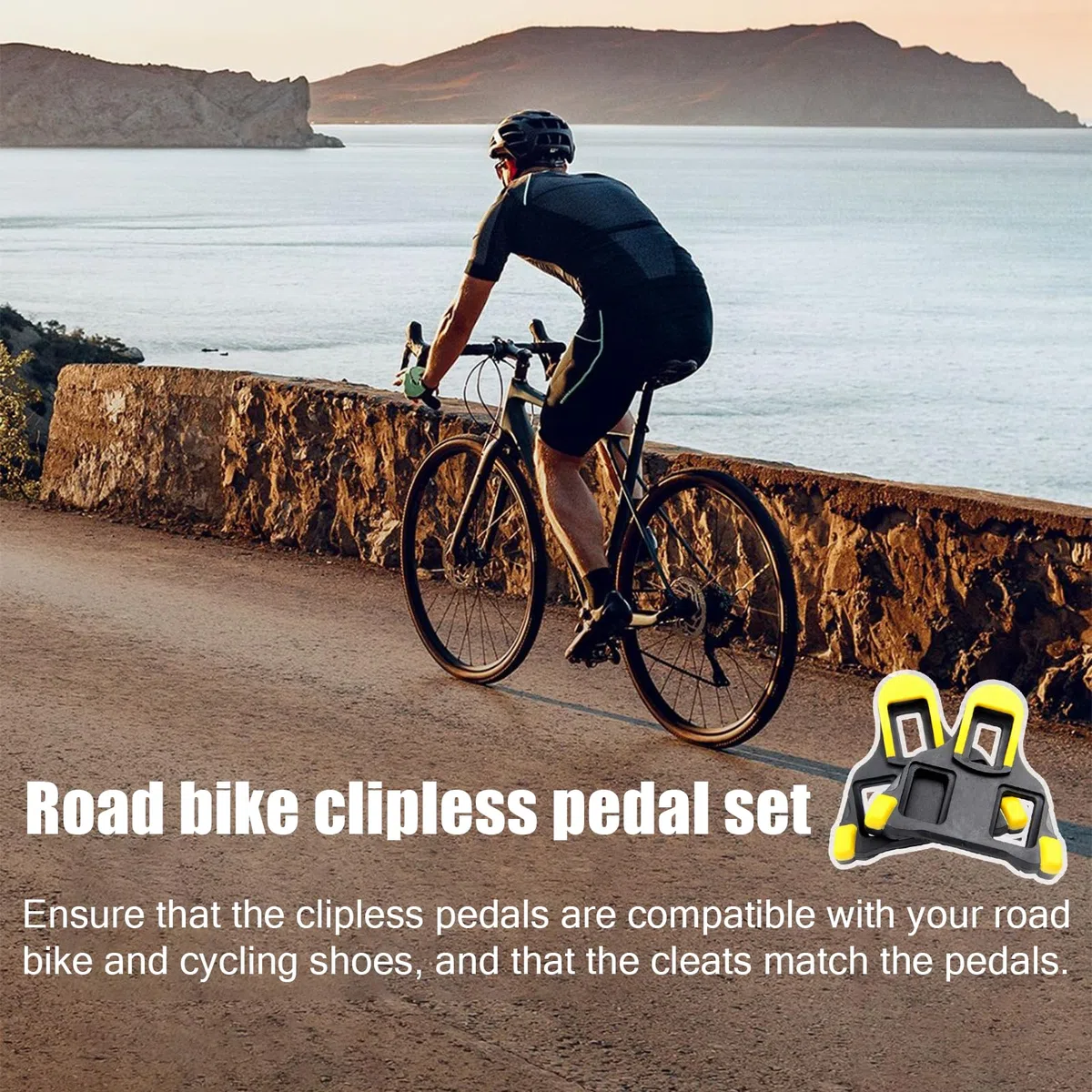 1 Paire de Repose Pieds Pédales à Clic pour Vélo de Route en Aluminium Noir avec à Languettes Antidérapantes Pédales de Vélo SPD Compatible avec Le Système SPD SL pour Le Vélo de Route