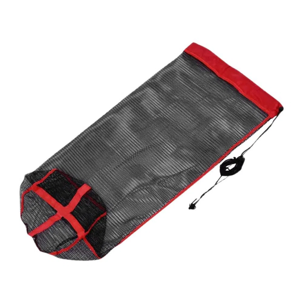 MiOYOOW Sac de Filet de Pêche Portable, Filet de Poisson Long en Nylon, Épais à Mailles Fines, avec Cordon de Serrage pour Petits Poissons, Crabes, écrevisses