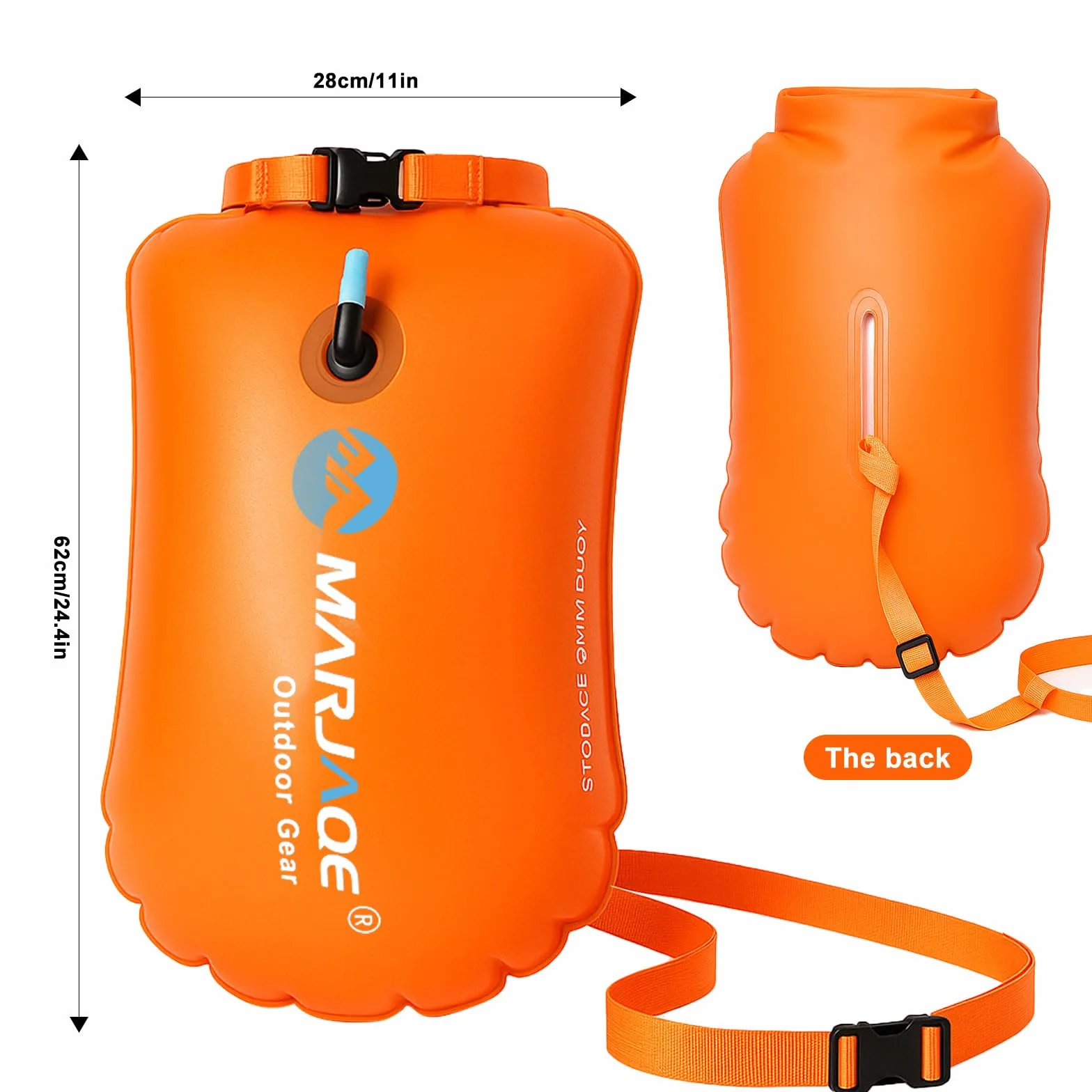 2 en 1 Bouée de Natation et Sac à Dos étanche, 20L Bouee Nage Eau Libre, Gonfleur Bouée avec Pochette Étanche Téléphone, Pince-Nez et Bouchons d'Oreilles, pour Kayak, Triathlon, Surf et Plongée Libre