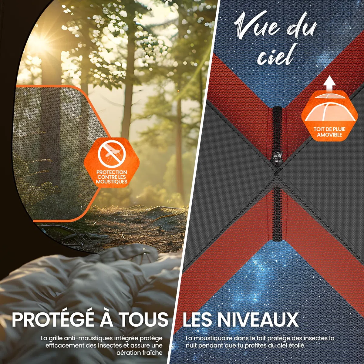 ELONEO Tente Gonflable avec auvent & Pompe à air, Tente à air Ultra-légère, Glamping avec lumière LED Offerte
