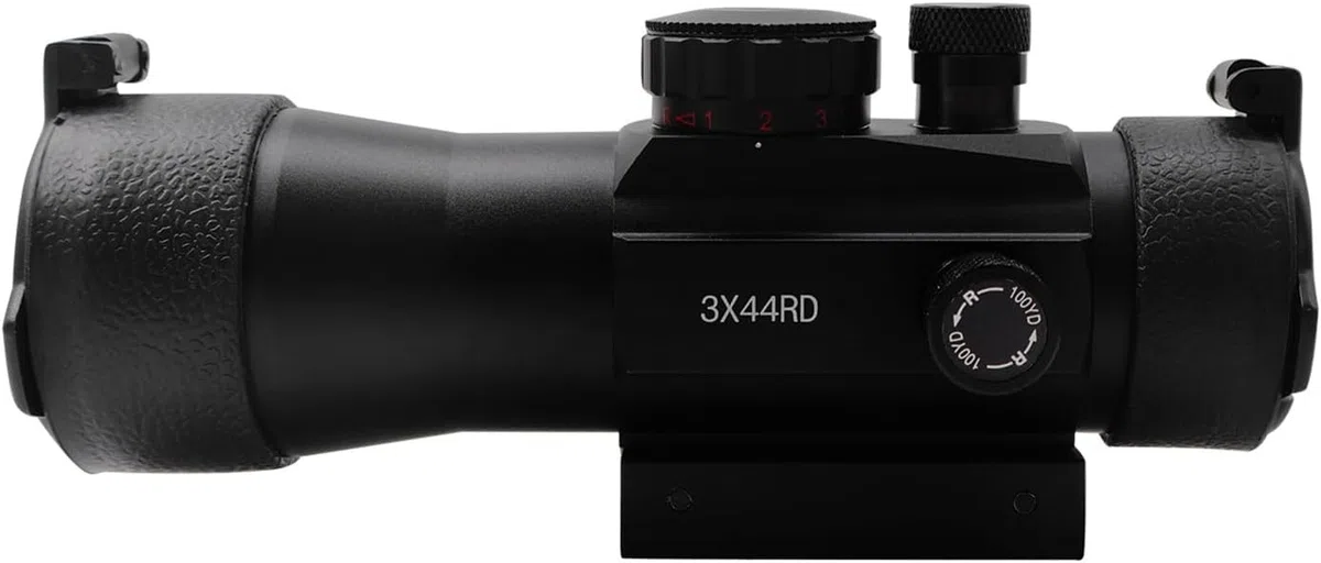 Lunette Point Rouge 3x44, monoculaire d'extérieur entièrement en métal, réglable manuellement, avec Couvercle Rabattable, Accessoires pour Fusil de Chasse Slingshot