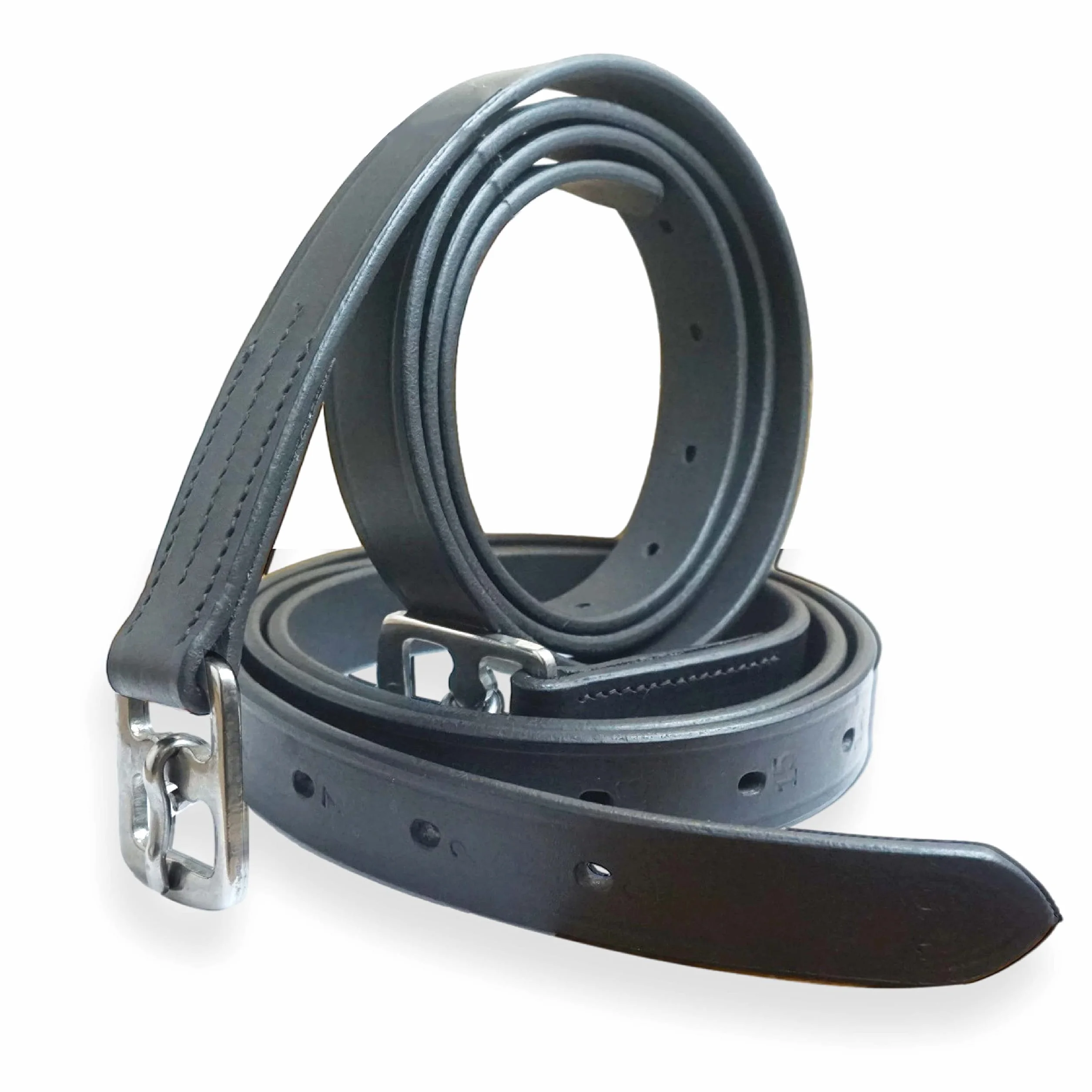 Pferdelinis Étriers en cuir noir - Convient pour les selles anglaises - Longueur : 130 cm - 160 cm (140 cm, noir)