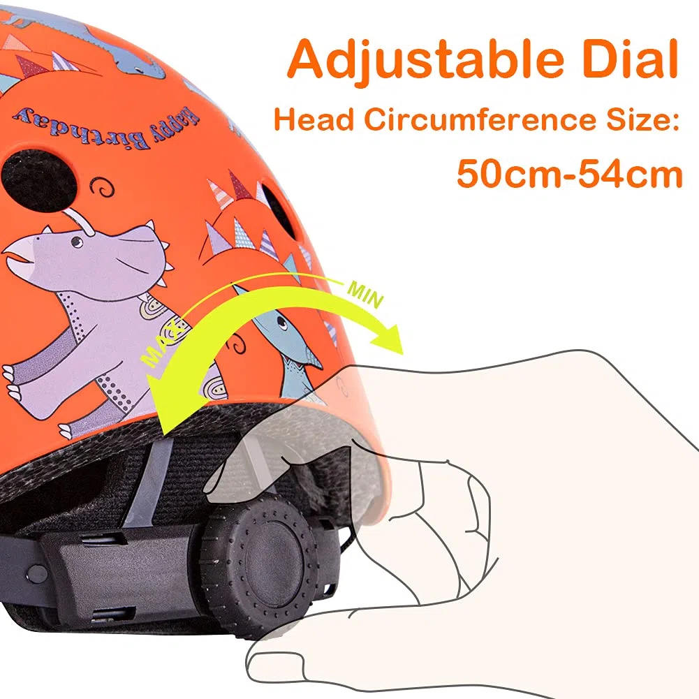 Wdmiya Casque Vélo Enfant Filles Garçons Casques Enfants 2-6 Ans Casque Ajustable Ptotection pour Cyclisme Roller Skateboard Scooter Trottinette Dinosaur