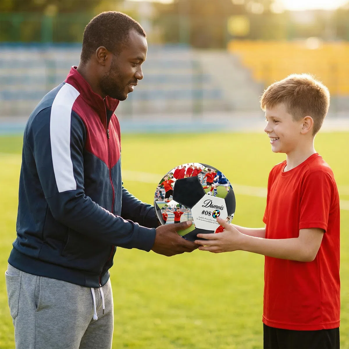 Ballon de Football Personnalisé avec Photo et Nom - Cadeau Unique pour Papa, Fils, Fan et Entraîneur - Anniversaire, Fête des Pères, Diplôme - Idée Cadeau Football Personnalisable