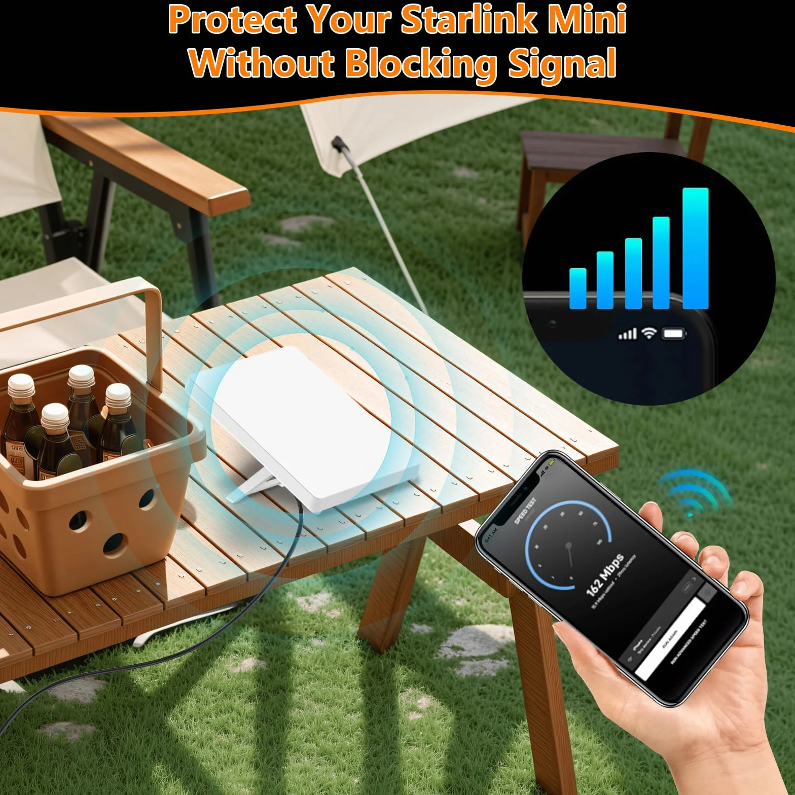 Starlink Mini housse de protection Starlink en silicone étanche et antidérapante avec dos en nid d'abeille pour dissipation de la chaleur pour intérieur ou extérieur Blanc