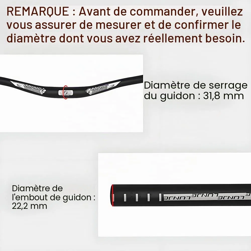 Guidon de vélo de Montagne de 31,8 mm, Guidon de vélo en Alliage d'aluminium, Guidon de vélo Extra Long de 720 mm/780 mm