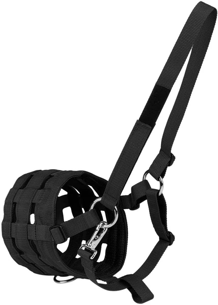 Namvo Muselière pour cheval en nylon avec licol Noir