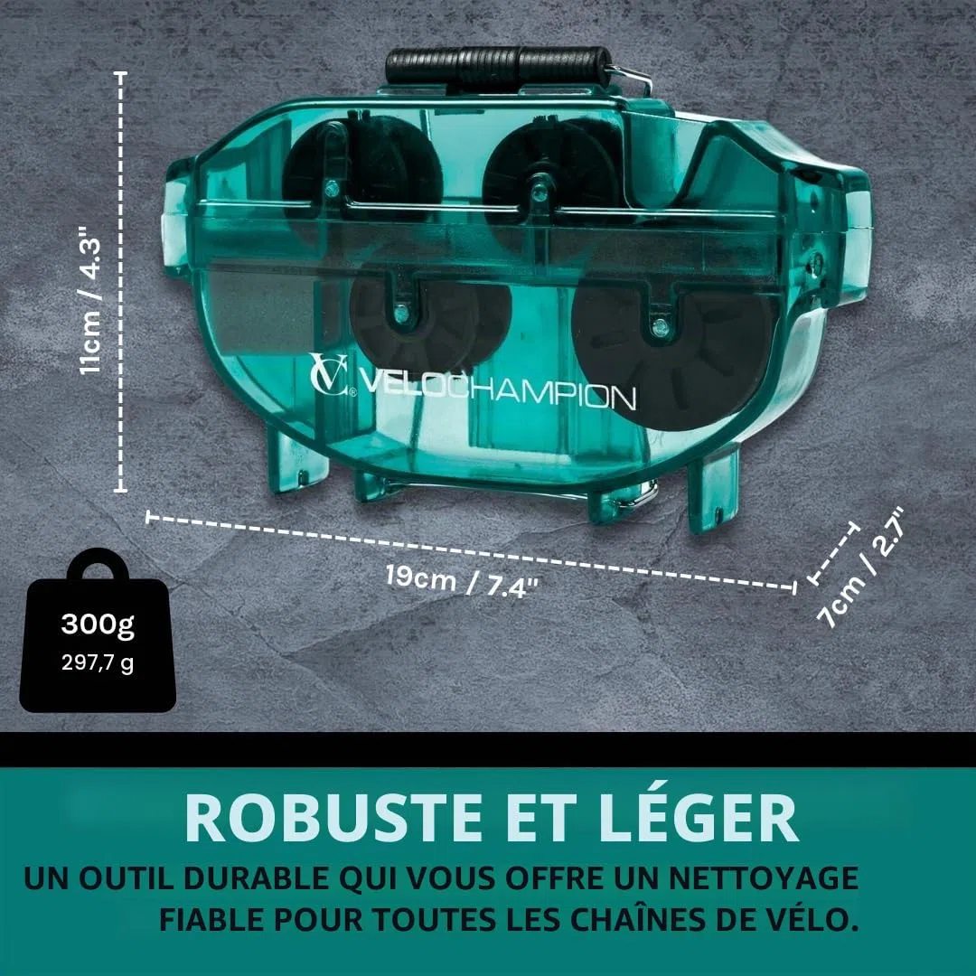 VeloChampion Outil de Nettoyage de Chaîne de Vélo – Nettoyeur Efficace – Outil Idéal pour Un Entretien Optimal – Durable et Facile à Utiliser pour Tous Les Vélos (1, Vert)