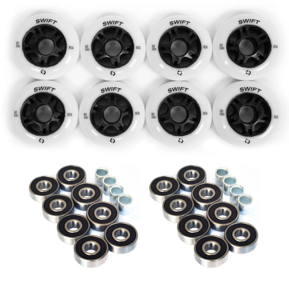 Switch Lot de 8 roues de roller en ligne Roues de rechange avec roulements ABEC 9 80 mm 85A