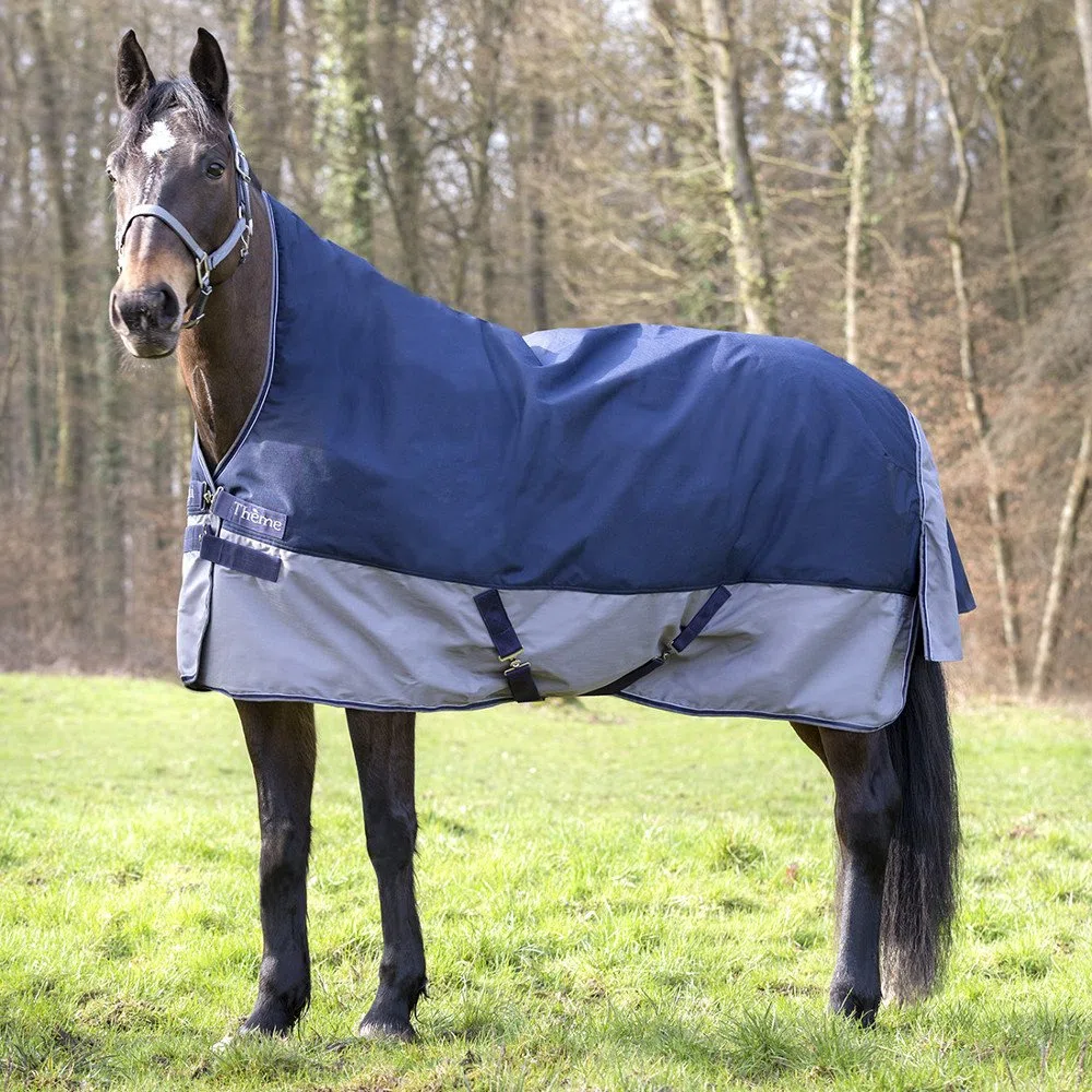Equi-Theme/Equit'M 400915763 Tyrex 600 D Tapis Col Haut Mixte Adulte, Bleu Marine et Gris, 190 cm