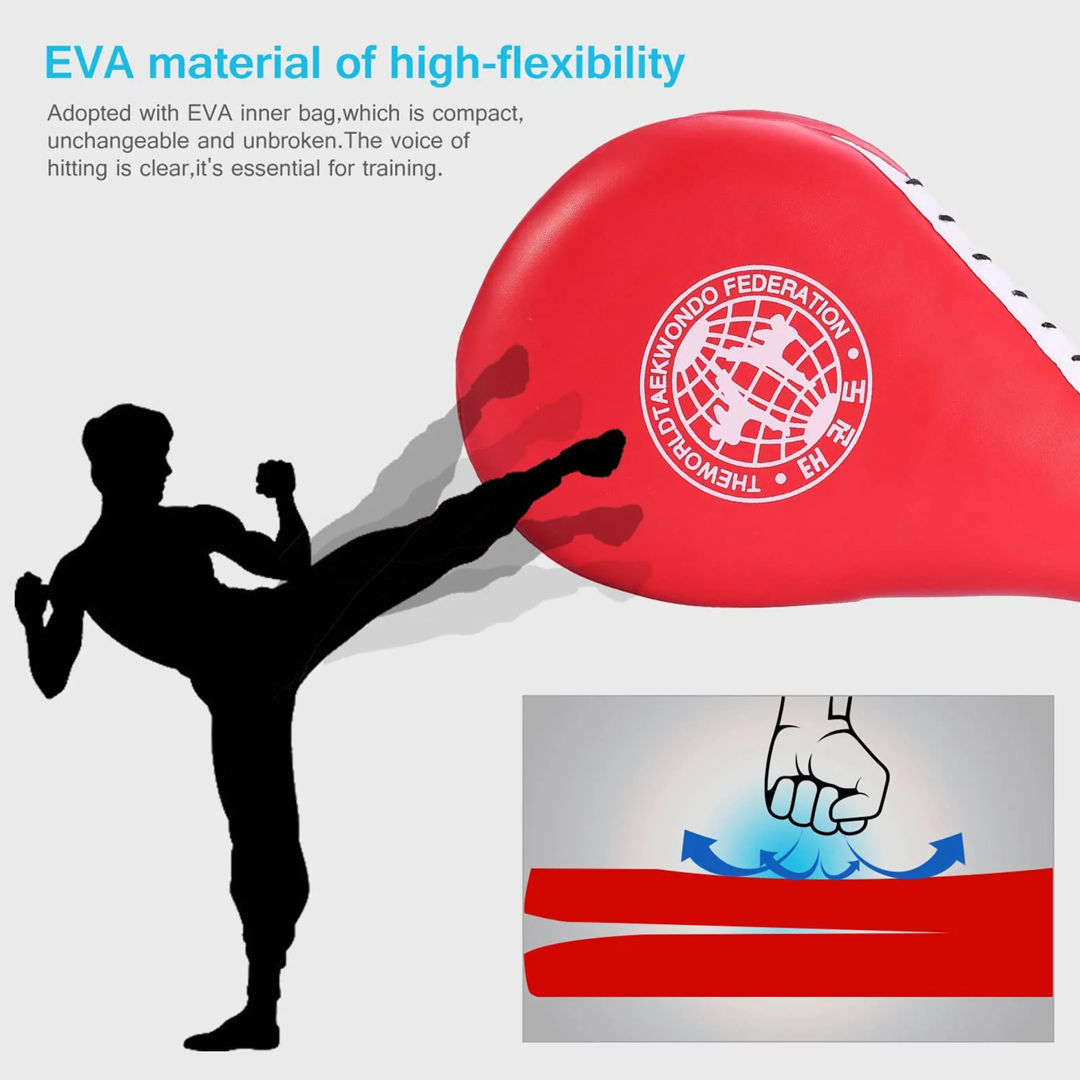 Taekwondo Double Strike Pad Cible Tae Kwon Do Karaté Kickboxing équipé d'un Poignet, Ce Coussinet de Frappe Confortable et les Utilisateurs sur la Performance