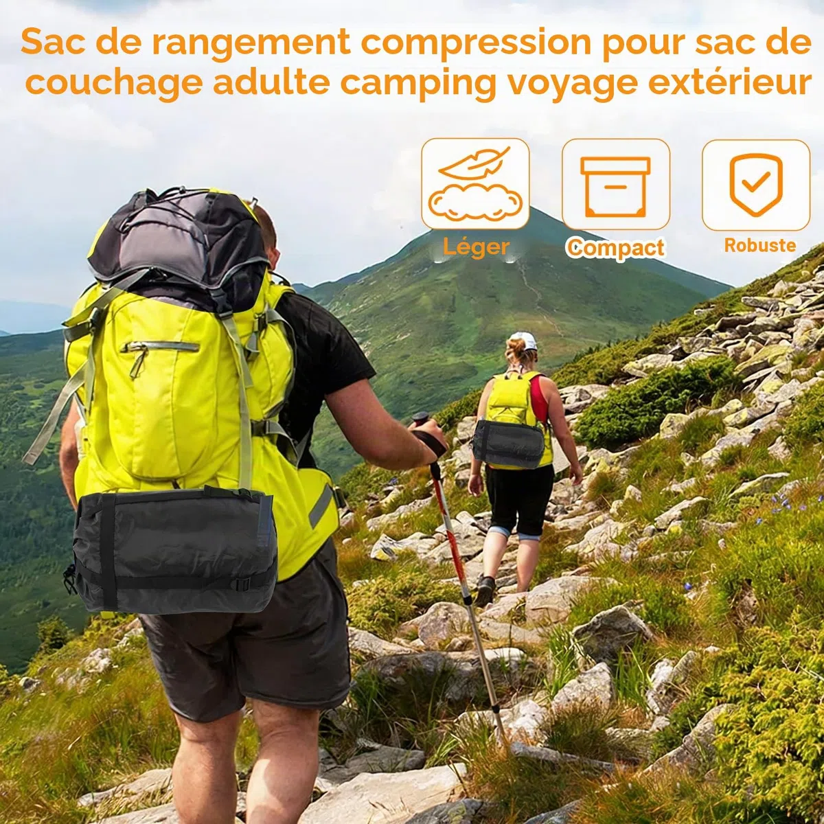 OUKENS Sac de Compression, 2 pièces Oxford Tissu en Plein Air Camping Sac de Couchage Imperméable Voyage Adulte Compression Sac de Rangement pour Vêtements Camping Voyage Randonnée