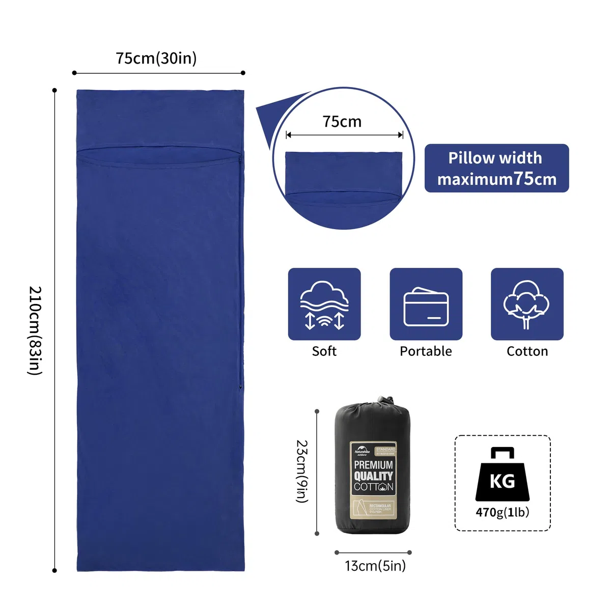 Naturehike Draps de Sac de Couchage de Voyage Ultralégère Compact en Microfibre avec Compartiment Oreiller Ajouté, Sac de Couchage pour Adultes, Sac de Couchage de Aussi comme Drap de Couchage