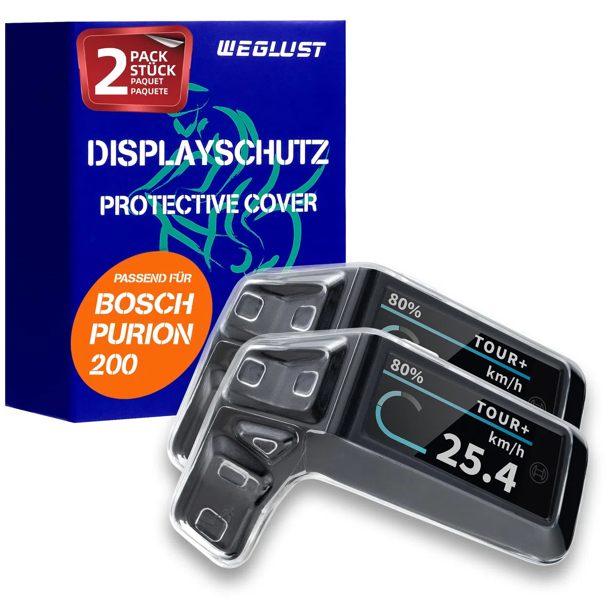 i-LEFANTE Lot de 2 étuis de protection d'écran pour Bosch Purion 200 - Film de protection d'écran pour vélo électrique - Transparent et imperméable - Protection contre les chocs et les rayures