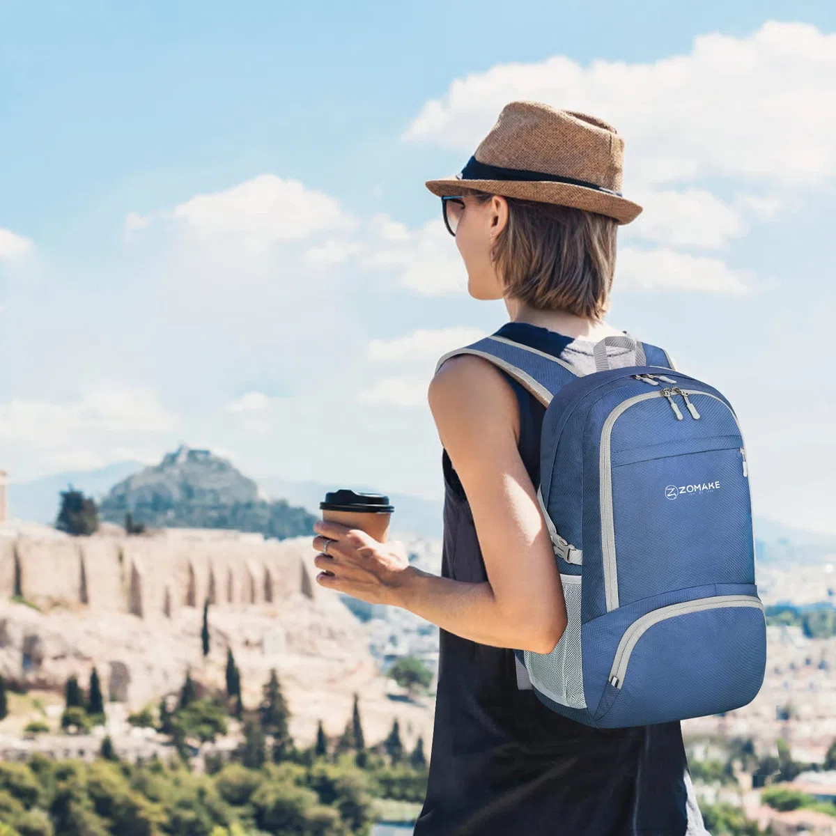 ZOMAKE Sac a Dos Pliable Ultra Léger Sac à Dos De Randonnée Petit Packable Daypack 30L,Pour Femme Homme Sports Et Plein Air(Bleu Marine)