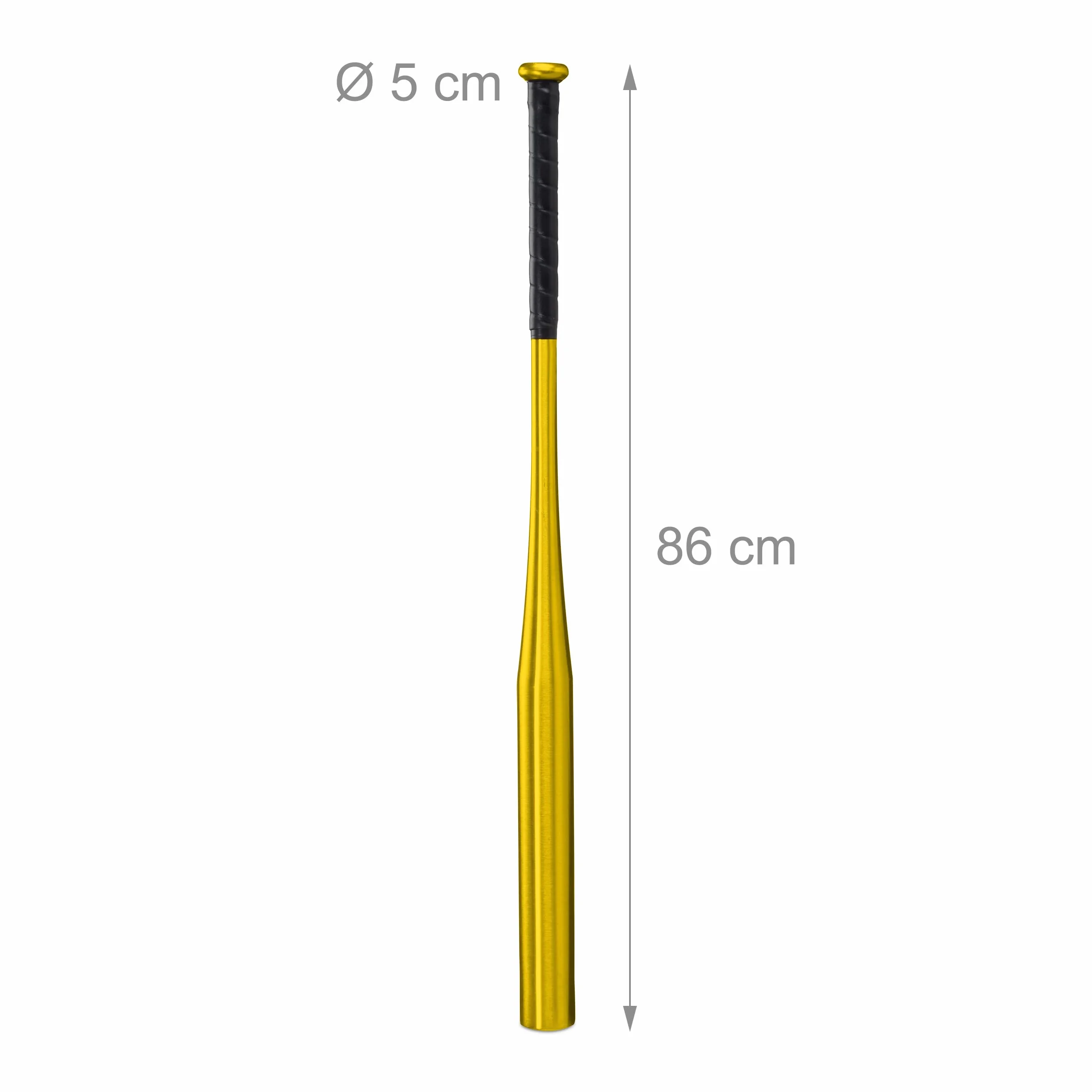 Relaxdays Batte de Baseball en Aluminium, 34 Pouces / 86 cm, Manche antidérapant, Accessoire en Aluminium, doré