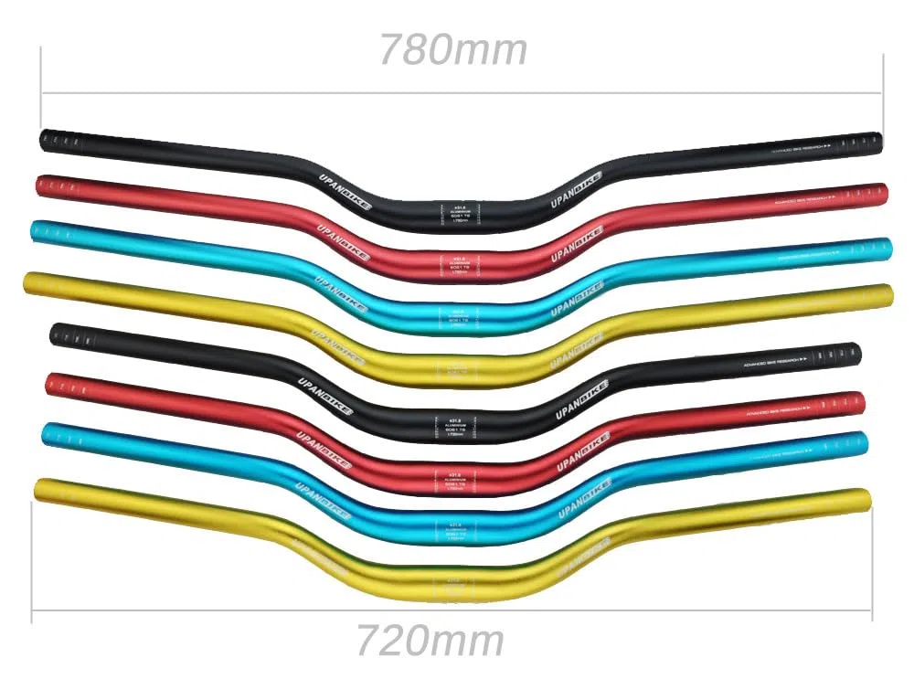 UPANBIKE VTT vélo Extra Long guidon φ31.8mm 720mm / 780mm Riser Bar(Noir, 780mm)