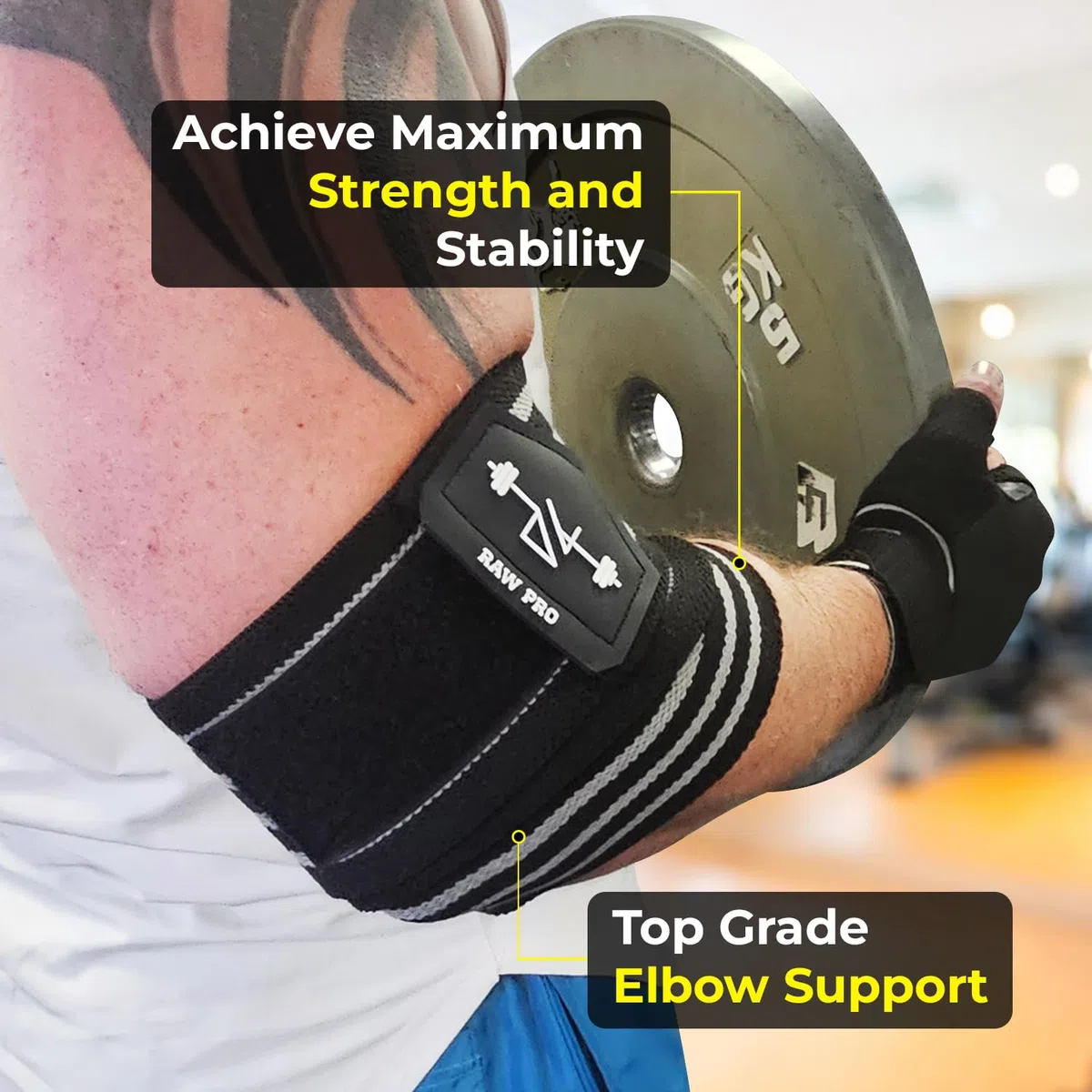 Paire de bandages de compression pour coude - Noir - Support de qualité supérieure pour haltérophilie, dynamophilie et musculation