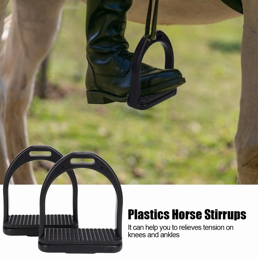Cheval étriers, 2pcs Haute résistance étriers équestres avec Anti-dérapant Tapis en Caoutchouc pour équitation(S)