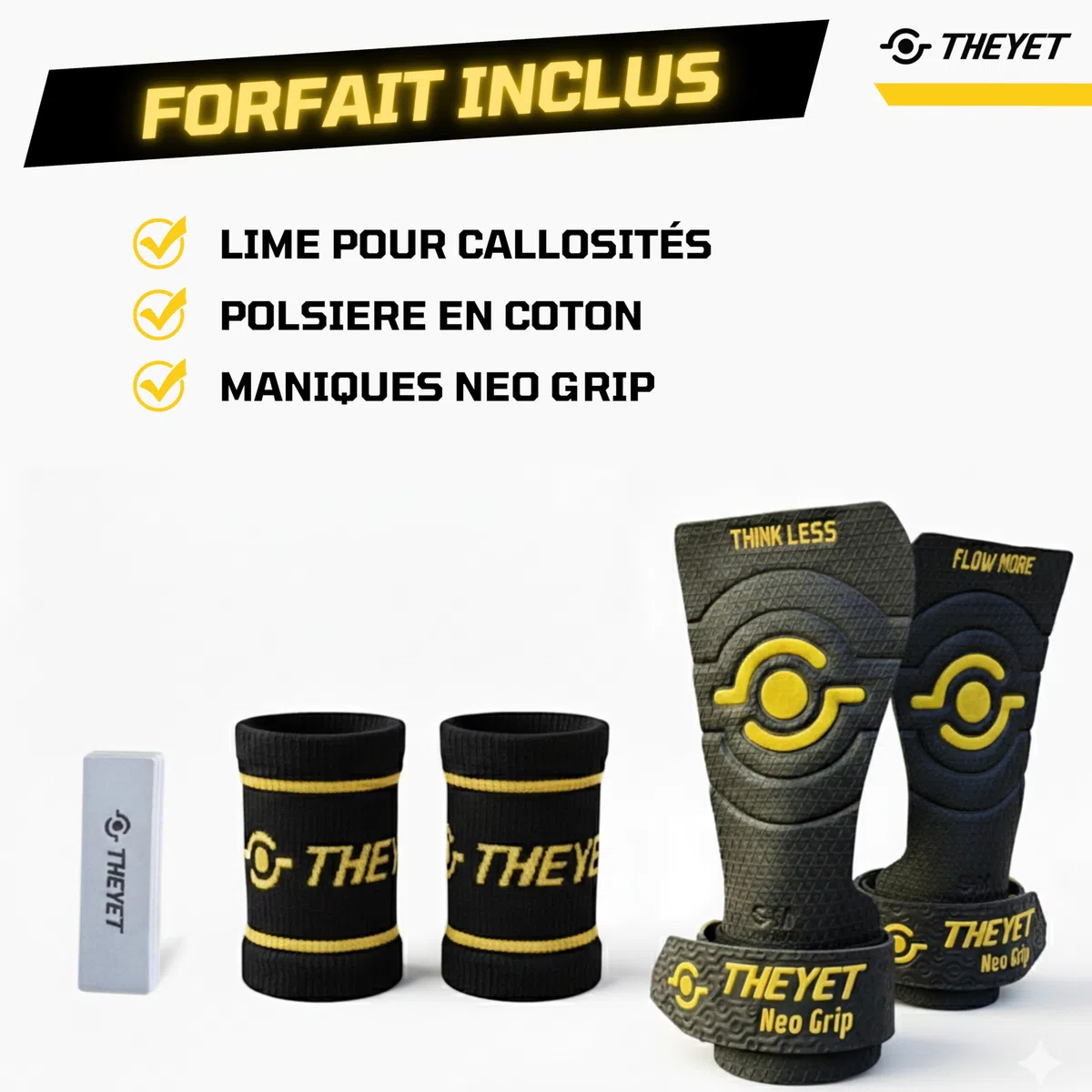 Theyet Maniques Crossfit sans Magnésie et sans Trous | Grips Unisexes pour Tractions, Anneaux et Calisthénie | Adhérence Extrême sur Tout Type de Barres | Poignets Offerts
