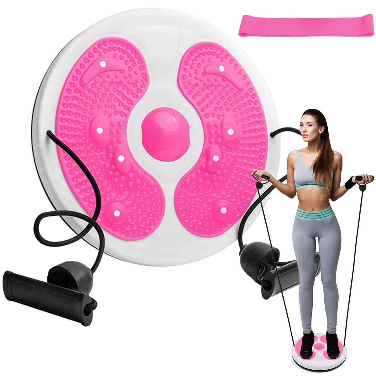 Flintronic Twist Disque de Taille, Disque de Torsion Fitness avec Corde, Twist Waist Board, Tour de Taille Torsion Disque, Planche d'équilibre Wobble Balance Board pour la Taille et Le Fitness