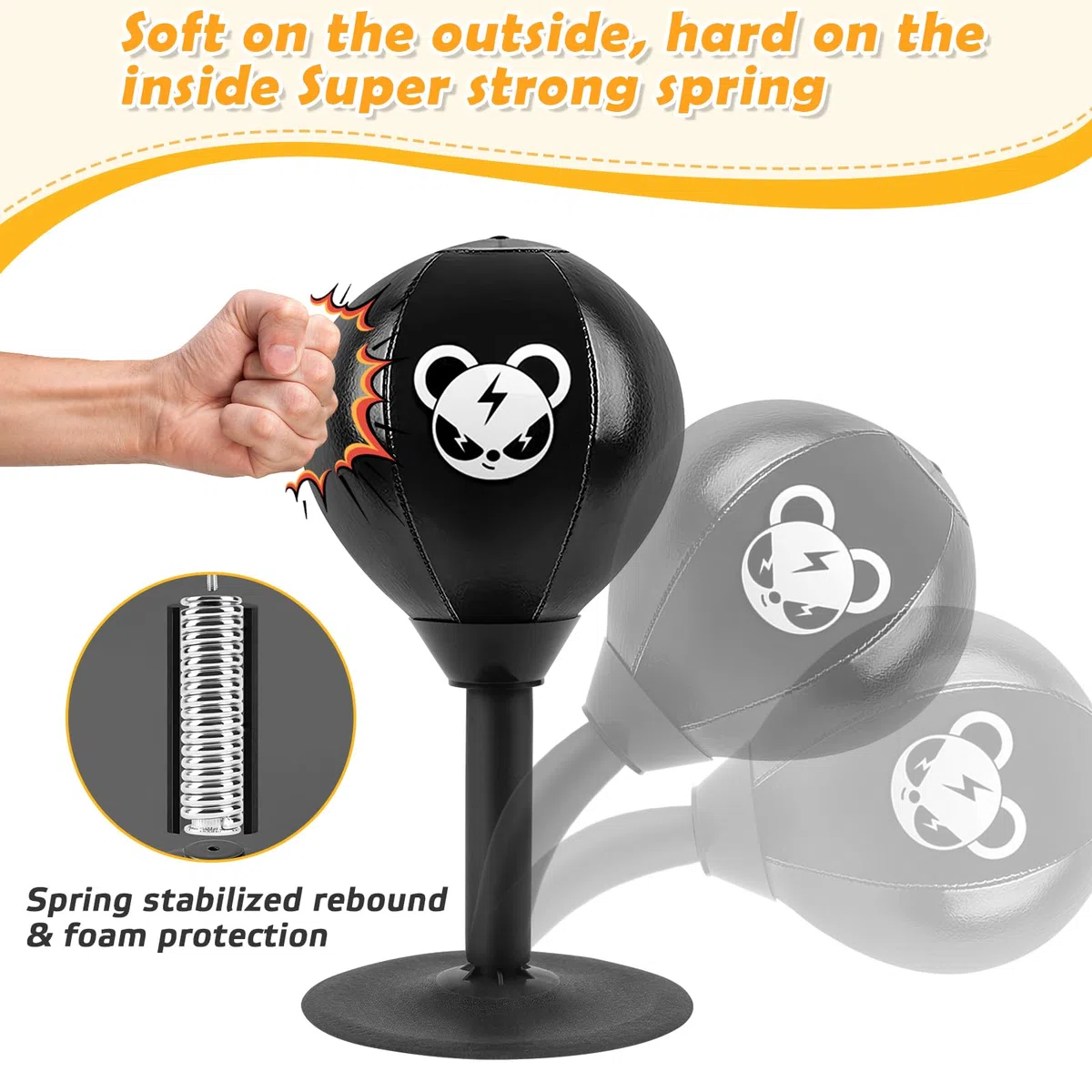 Table de punching ball - Mini sac de frappe - Avec ventouses puissantes - Soulage le stress - Pour soulager le stress