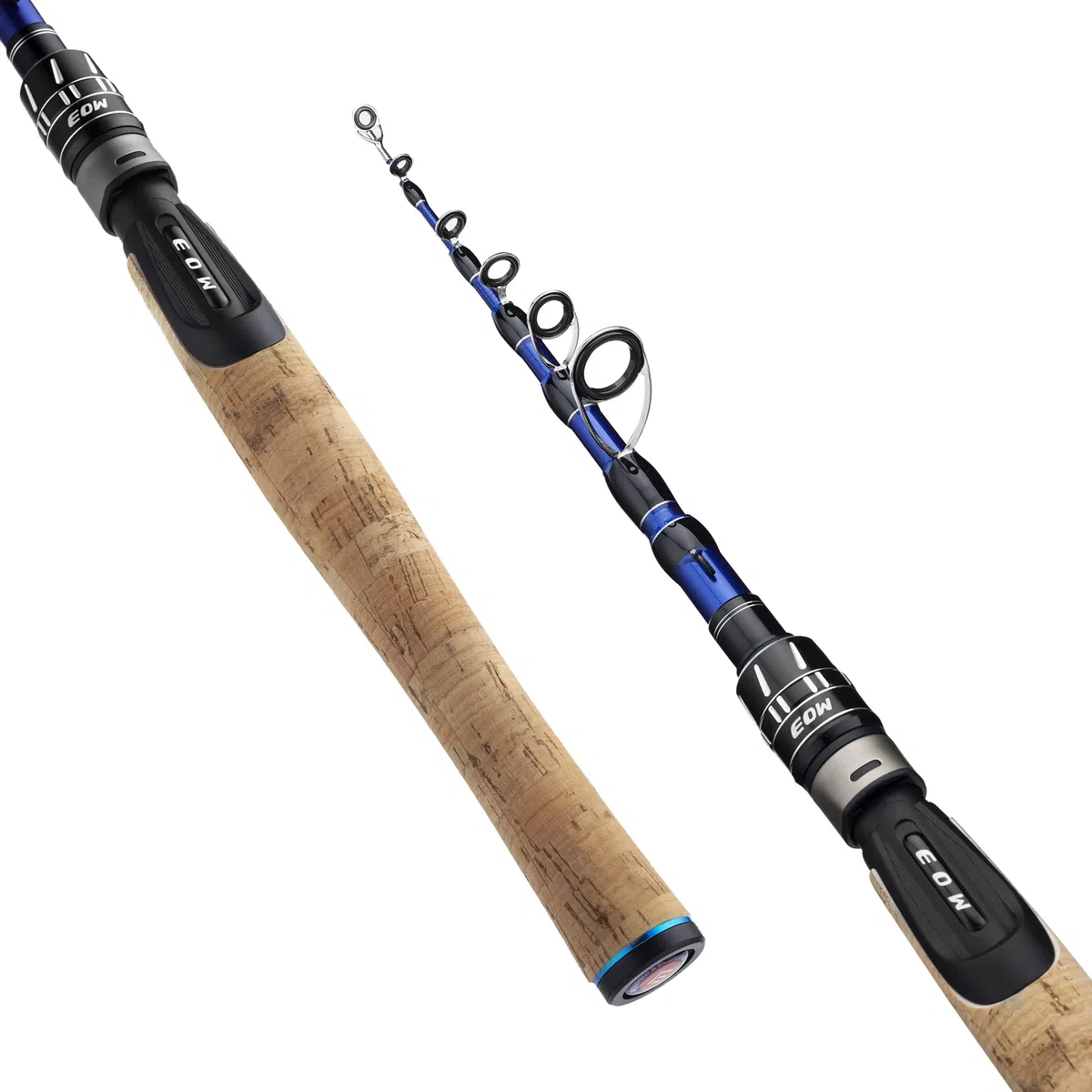 Eow XPEDITE Pro Canne à pêche télescopique Portable pour Lancer et Filer, Cannes à pêche en Carbone 24T et Pointe en Carbone Solide, poignée en liège, Canne à pêche de Voyage, Courte Cannes à pêche