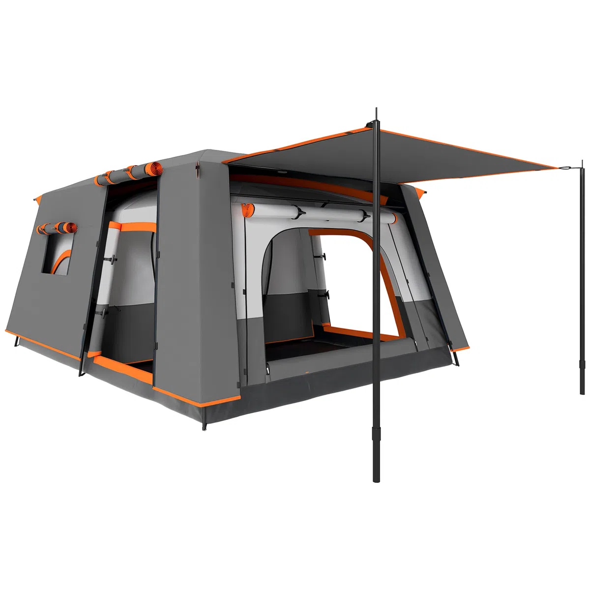 Outsunny Tente de Camping familiale 4 Personnes, Tente Tunnel, Portes + fenêtres, ventilée, Sac de Transport Inclus, Facile à Monter, 4,3 x 3 x 1,95 m
