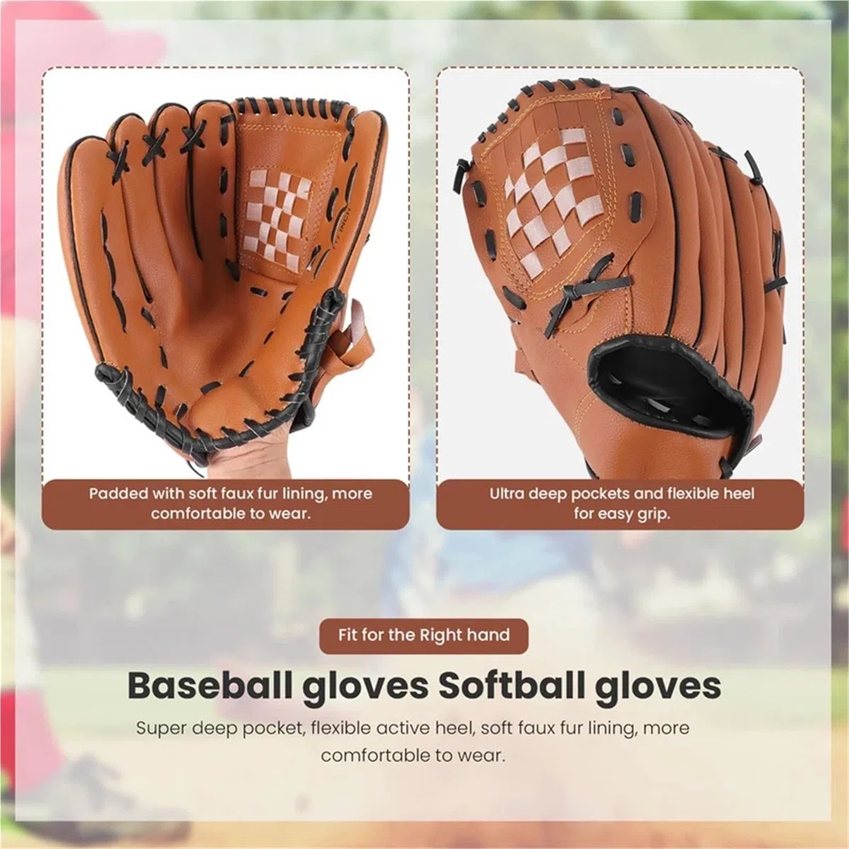 Gant Baseball Gant de Baseball Sport, Softball, Main Droite for Train Adulte