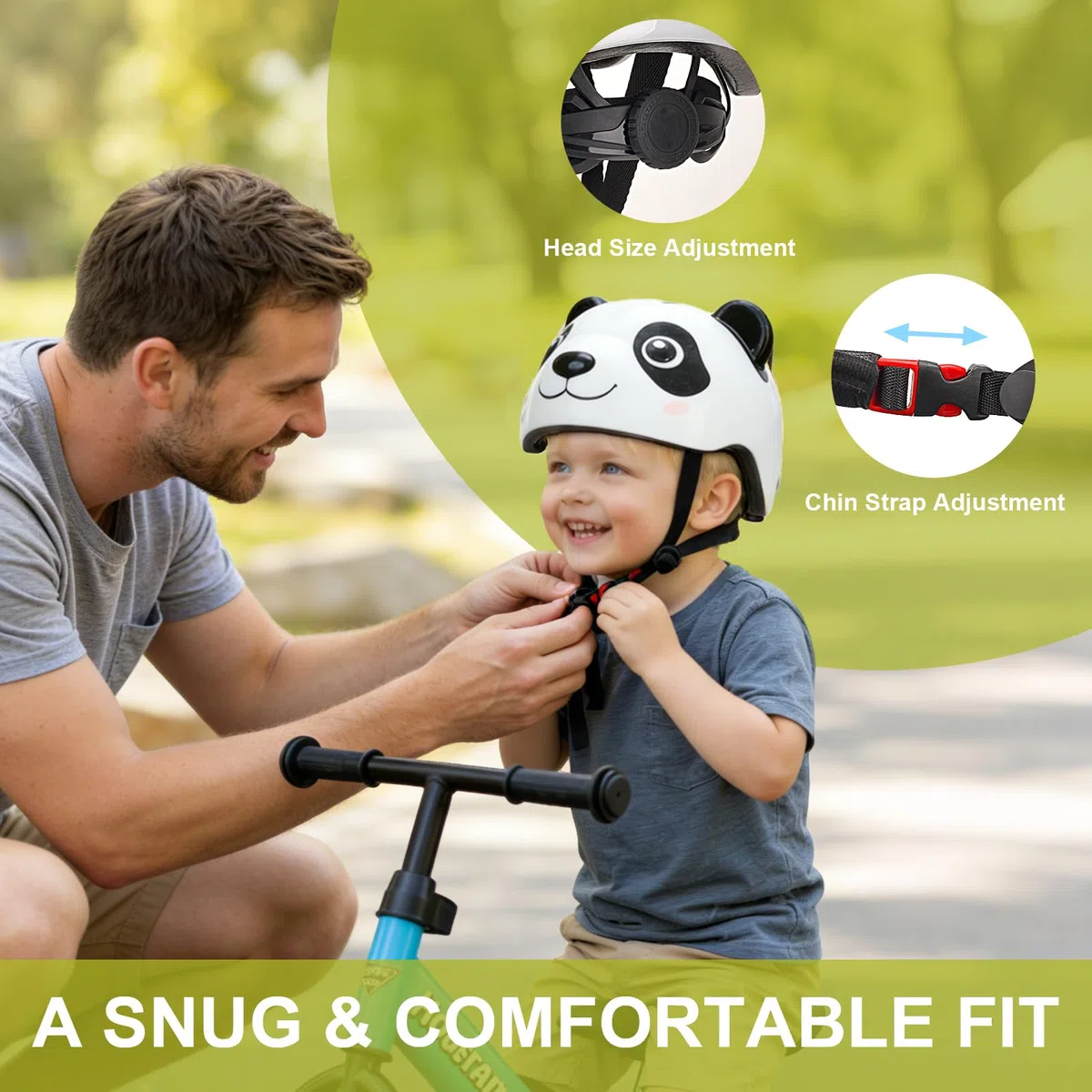 Casque Enfant 2-6 Ans Trottinette Vélo – Design Animal Mignon, Léger Ajustable – Multi-Sports Roller Draisienne – Taille 47-54 cm, Garçon & Fille