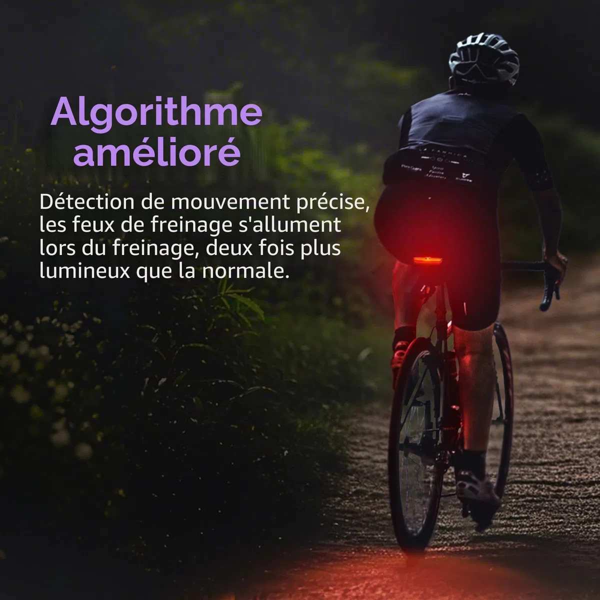 LINGHUANG Feu Arrière de Vélo à LED USB Rechargeable, Étanche IPX5 Feu Arrière de Vélo Brake-Sensing, pour Cyclysme VTT, VTC, Bicyclette