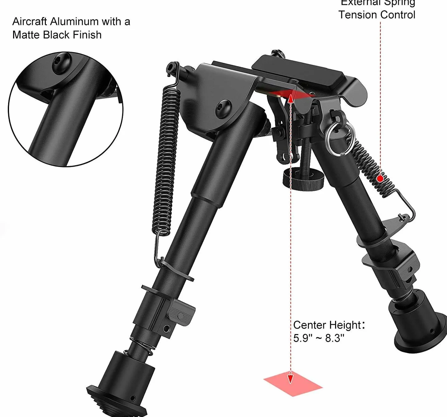 Feyachi Fusil bipied 6-9 Pouces Fusil Tactique Hauteur réglable Style pivotant basculant construit en Podlock