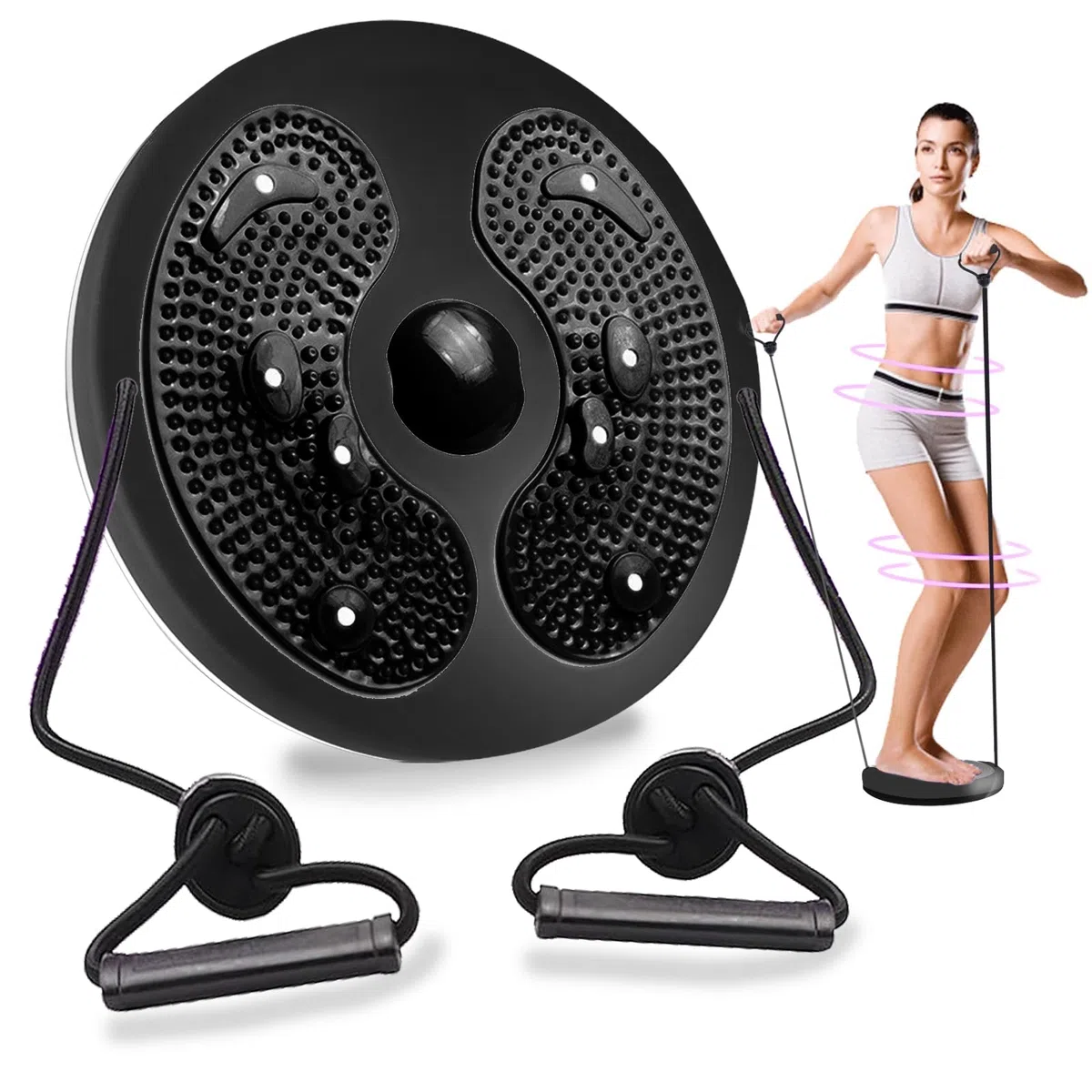 Disque de torsion de taille Whisper pour femme et adulte - Pour perte de poids cardio, exercices cardio, tonification de la taille, fitness - Pour entraînement à la maison - Machine de