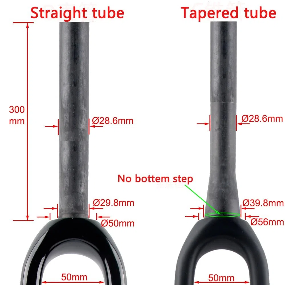Fourche VTT Vélo de Route Gravel 700C entièrement en Fibre Carbone Cyclocross Frein à Disque Plat avec Fourche Avant axe traversant Dur Droit Conique