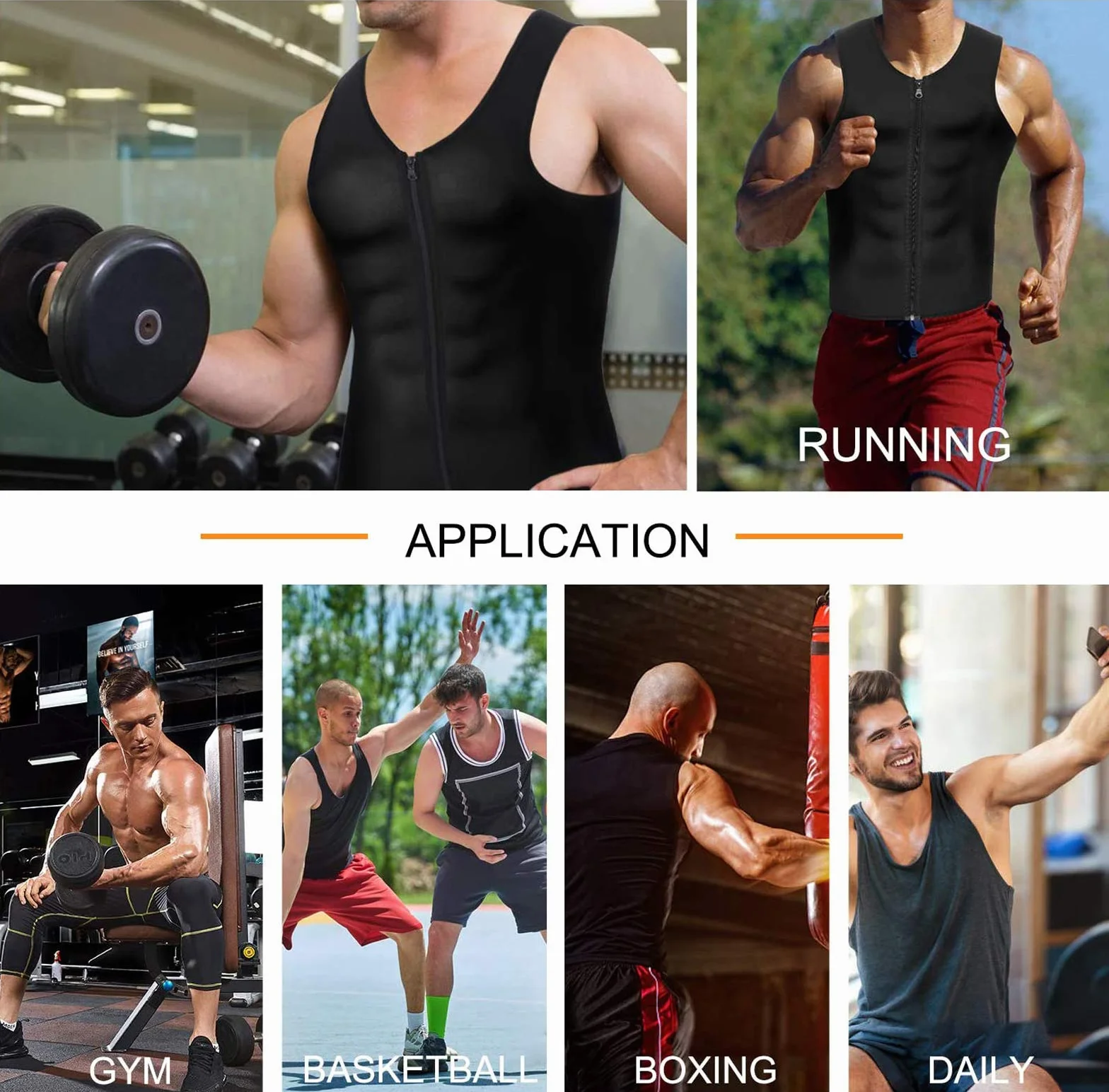 Gilet de Sudation Homme Sauna Néoprène pour Minceur Ceinture de Sudation Fitenes Sports Débardeur