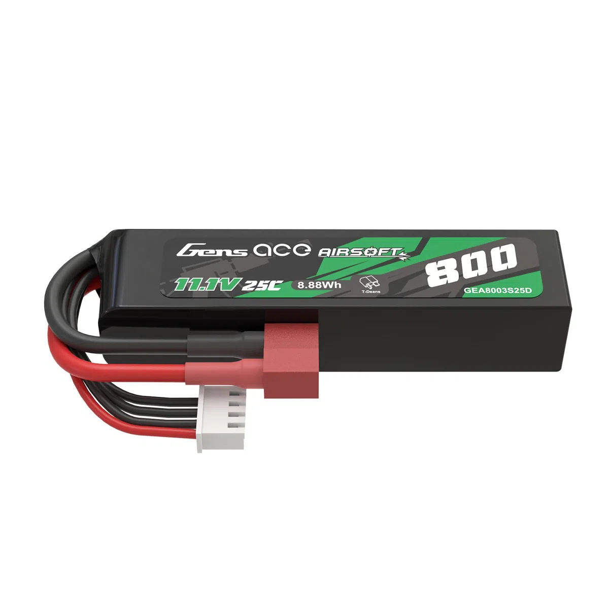 Gens Ace 3S 11,1V 800mAh 25C Batterie LiPo avec Connecteur T-Plug (Deans), Batterie Rechargeable pour Modélisme et Loisirs, Format Compact Stick