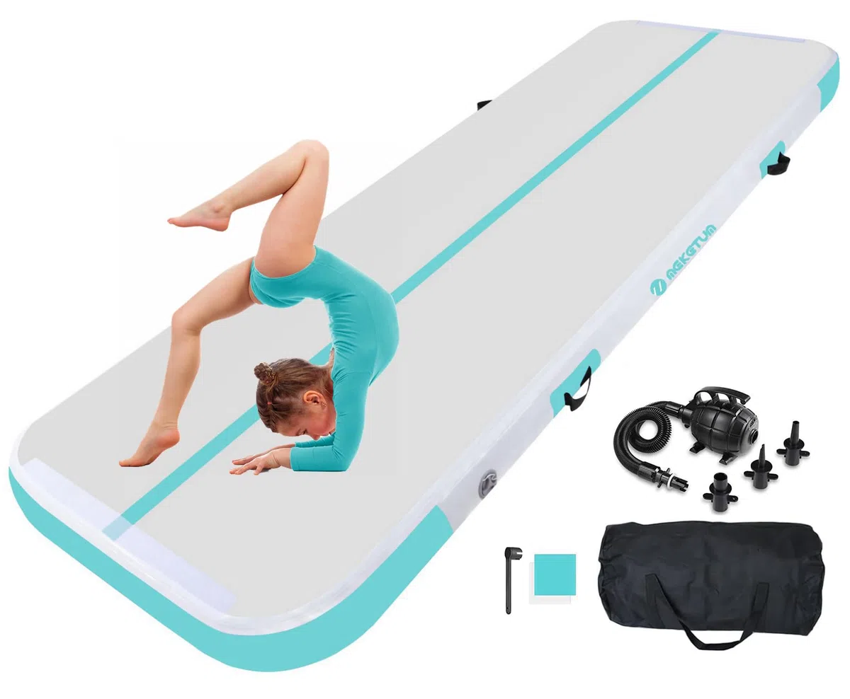 Air Track Tapis de Gymnastique Rythmique Gonflable 2m 3m 4m 5m Epais 10/20cm pour la maison, l'entraînement, le tumbling, le yoga, l'extérieur, le fitness