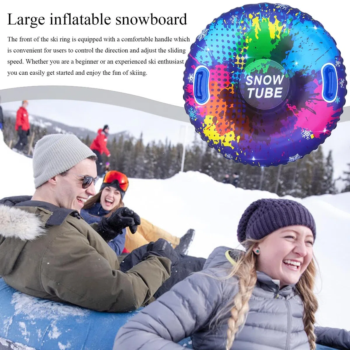 Traîneau Gonflable, Tube de Luge | de traîneau à Neige colorés pour Faire de la Luge avec poignées - Tubes à Neige de Conception Anti-basculement pour la Luge, pour Les, Les Adultes et