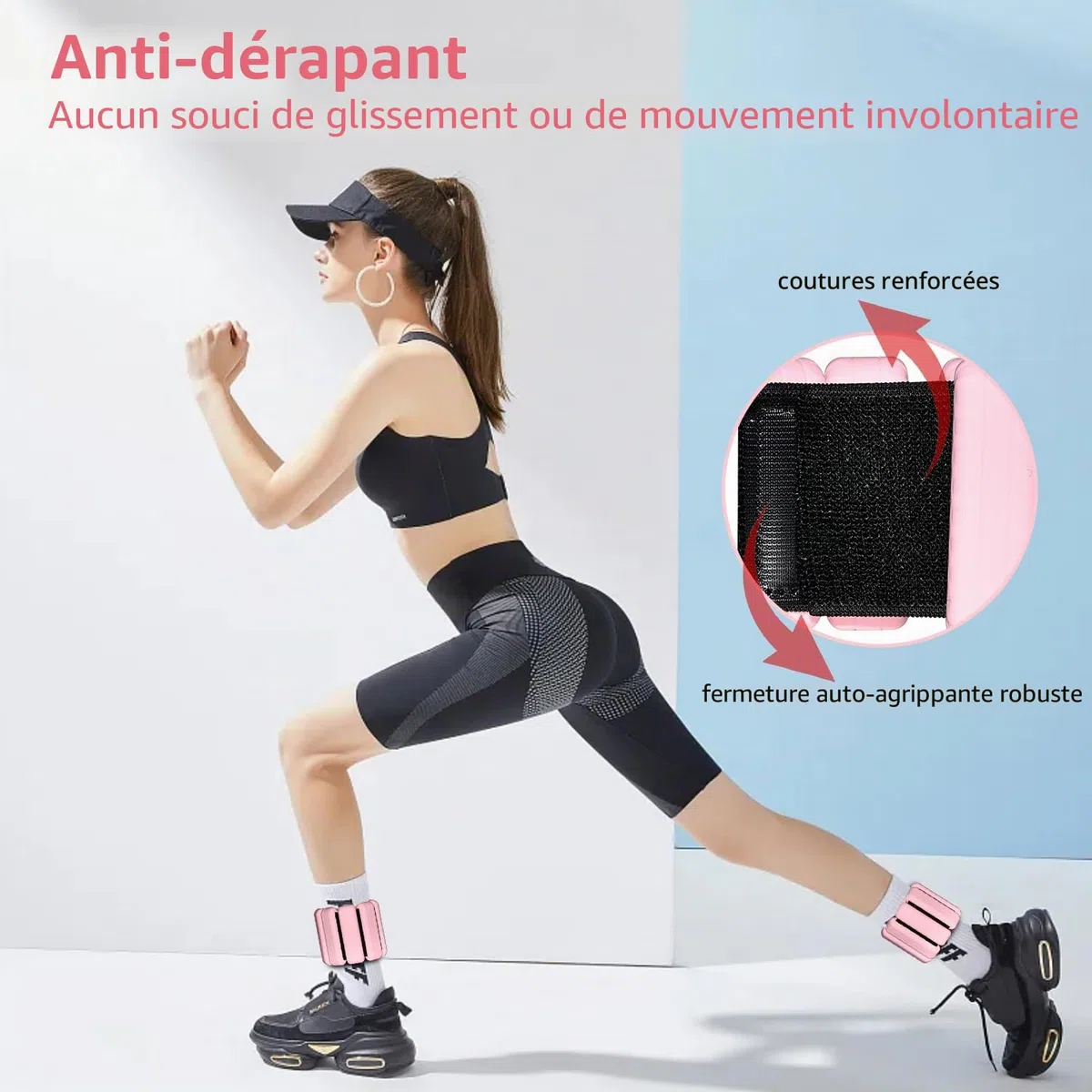 TOPESCT Lot de 2 poids réglables (450 g chacun), poignets et chevilles, pour yoga, danse, barre, pilates, cardio, aérobic, marche