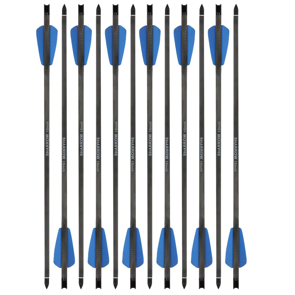 12pc Pur Carbone Arbalète Bolt Pistolet Arbalète Flèche, 7.5"& 15" Pur Carbone Flèche, 2 Flèche Ailes Chasse Arbalète Flèche