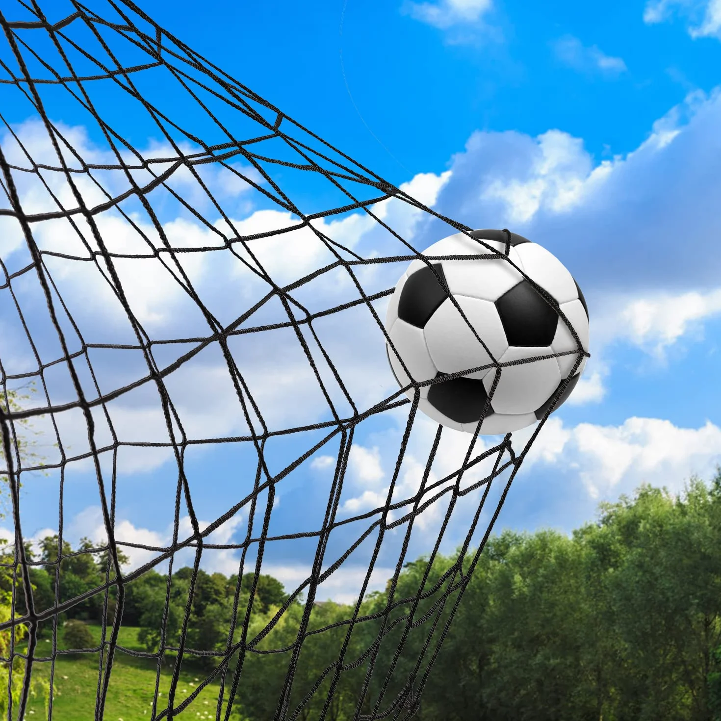 Filet de sécurité de Football, Filet de Protection en Nylon à Fort Impact, 3 x 6 m, 3 x 9 m, 3 x 12,2 m (Corde d'installation Incluse)