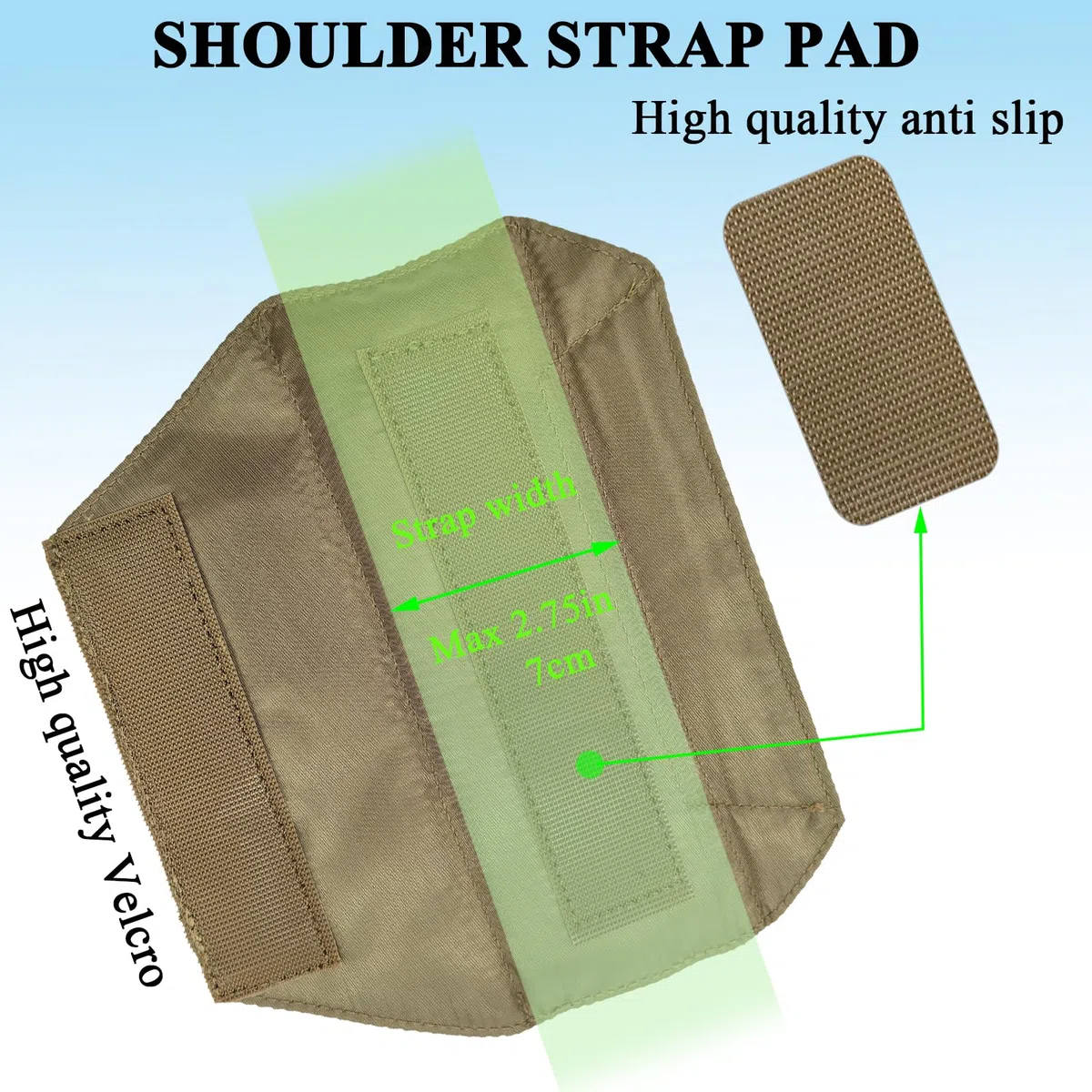 Lot de 2 coussinets de bandoulière ultra épais pour sac à dos, coussinets tactiques à haute élasticité