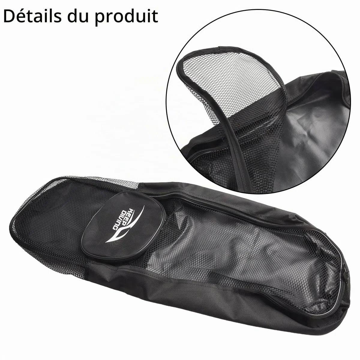 Sac de Sport Extra Large en Maille pour équipement de plongée avec Tuba Natation Sac en Maille avec bandoulière pour plongée sous-Marine Palmes de plongée Noir